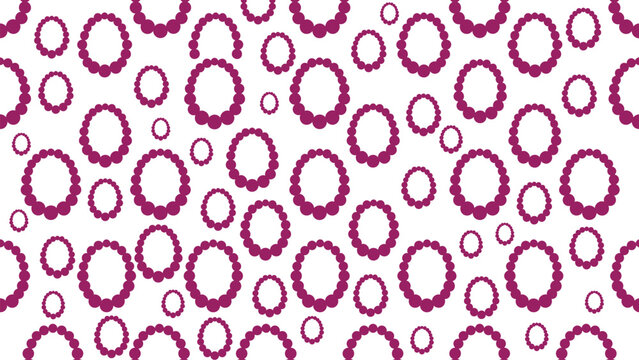 Seamless pattern of purple beaded circles on a white background. Flat vector illustration EPS 10.