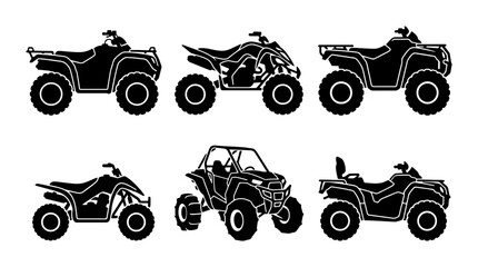 All-Terrain Vehicle Silhouettes, ATV Collection, Quad Bike Icons, Off-Road Vehicle Set © Touhid