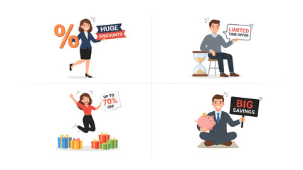 Fototapeta premium Four Scenarios of Sale Promotion and Big Discount