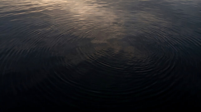 Dark water surface with gentle ripples reflecting soft golden light at dusk or dawn.