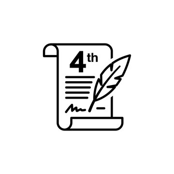 Declaration of Independence Scroll and Quill Line Icon