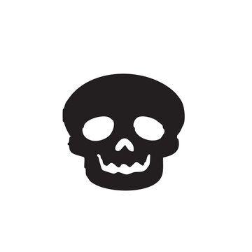 Simple black skull icon for halloween and scary designs