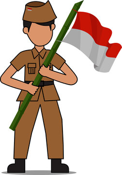 Indonesian youth proudly holding the Indonesian national flag during Independence Day celebrations