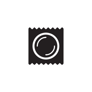 Condom package vector icon. Latex condom wrapper symbol for safe sex, birth control, and HIV prevention.