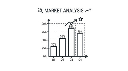 Fototapeta premium Market analysis graph showing business growth and success