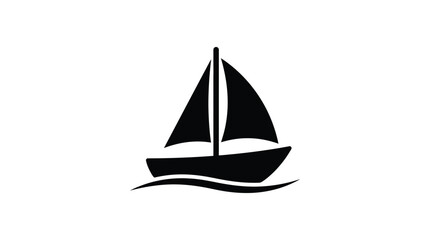 Fototapeta premium Sailing Boat Silhouette On White Background Nautical Symbol