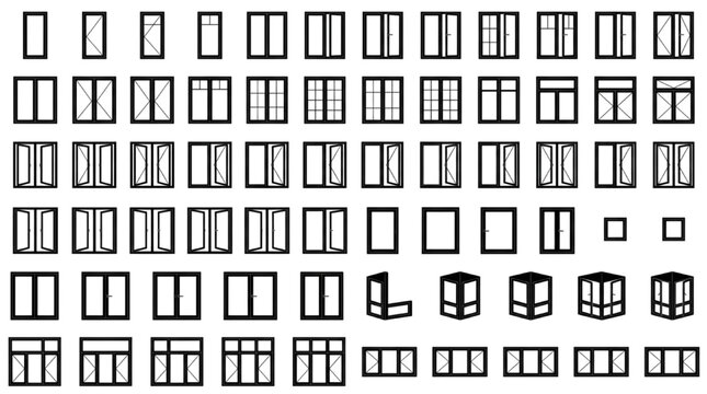 Architectural Window Collection with CAD Elevation and Opening Variations
