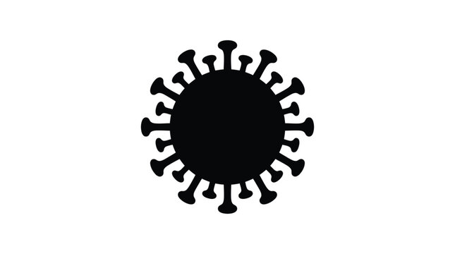 Coronavirus particle depiction black silhouette virus microbe