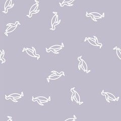 Obraz premium penguin bird line seamless pattern penguin bird thin line illustration