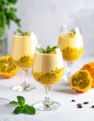 Fototapeta premium Kiwano-Dessert im Glas