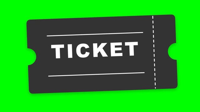 Black admission ticket icon with white text on vibrant green background chroma key