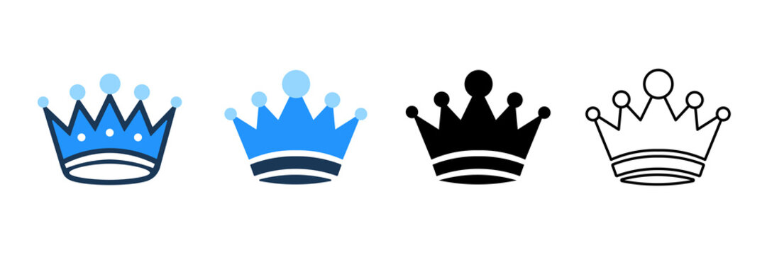 Set of Four Different Crown Icons in Various Styles