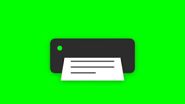 Flat Vector Illustration of a Modern Printer Printing a Document or Receipt on a Vibrant Green Background