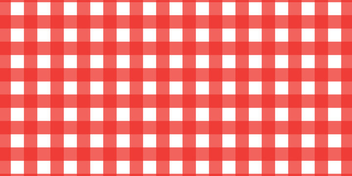 Classic red and white straight gingham plaid pattern background. Vector illustration