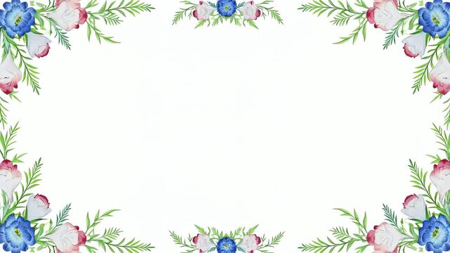 Elegant Watercolor Floral Background with Blue and Pink Flowers for Wedding Invitation and Banner Design