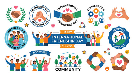 Fototapeta premium International Friendship Day and Community Support Emblems Collection.