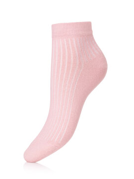Womens ankle sock powder pink ribbed cotton on invisible mannequin isolated on white background