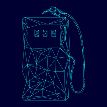 Gas stration low poly triangulation triangulated polygonal electric cyan blue vibrant aqua neon color outline contour line