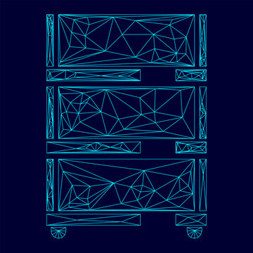 Floor rack for paper low poly triangulation triangulated polygonal electric cyan blue vibrant aqua neon color outline contour line