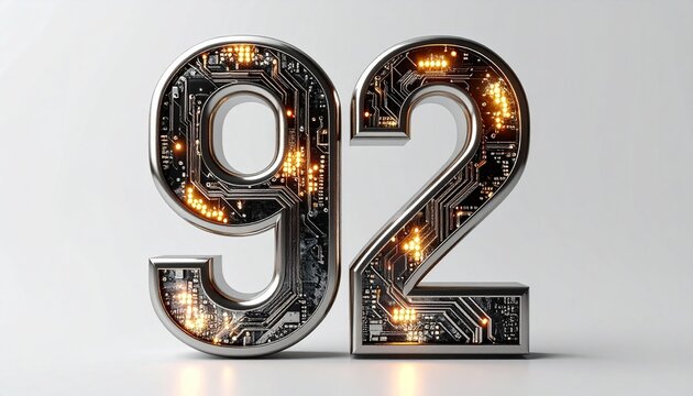 Glowing circuit board number ninety two.