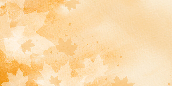 Watercolor autumn background with a leaf pattern
