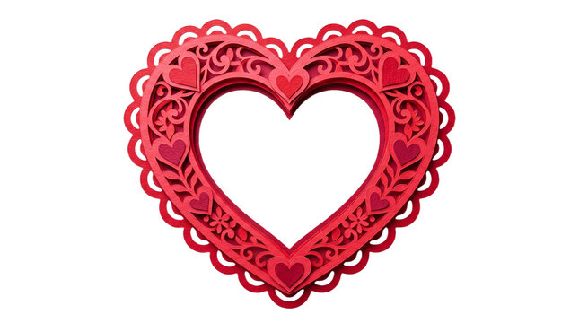 Heart Frame Valentines Paper Paper heart frame for valentine day wedding love Beautiful holiday decor isolated on a transparent background Perfect exact visual clone of Paper heart frame for