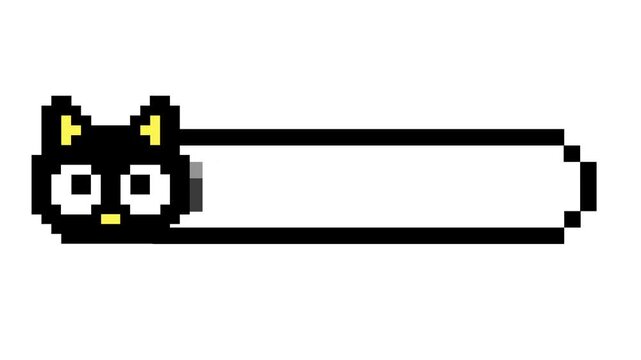Charming pixel art black cat character health bar element, a retro 8-bit style game interface graphic for various digital projects and vintage-themed design assets