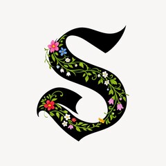 Obraz premium Floral letter S illustration
