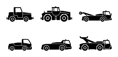 Naklejka premium Diverse Truck and Tow Truck Vector Icons, Transportation Service Collection
