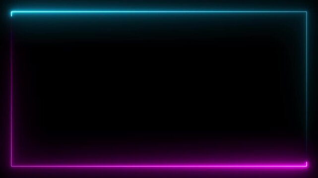 Seamless loop animated rectangle picture frame with two tone neon. Futuristic video frame for overlay element. Empty copy space.