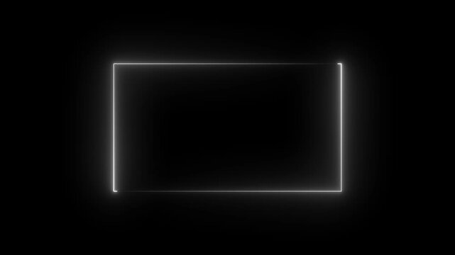 Square rectangle picture frame icon animation shape frame rotation footage . Round border frame movement photo frame . neon box sign symbol on a black background