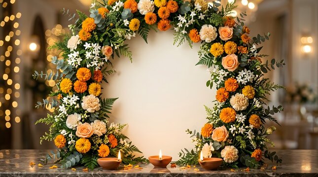 Elegant floral arch for wedding ceremony or event backdrop