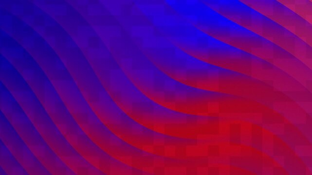 Dynamic abstract background featuring flowing waves in a vibrant blue and red gradient. The smooth curves contrast with a subtle checkered pattern, creating a modern and energetic visual.