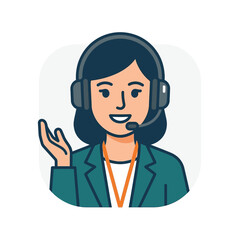 Fototapeta premium Customer service representative wearing headset illustration icon
