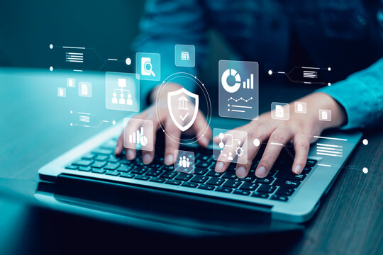 Enterprise governance dashboard with compliance, risk, audit, analytics and workflow icons, representing regulatory oversight, internal controls and secure business operations.
