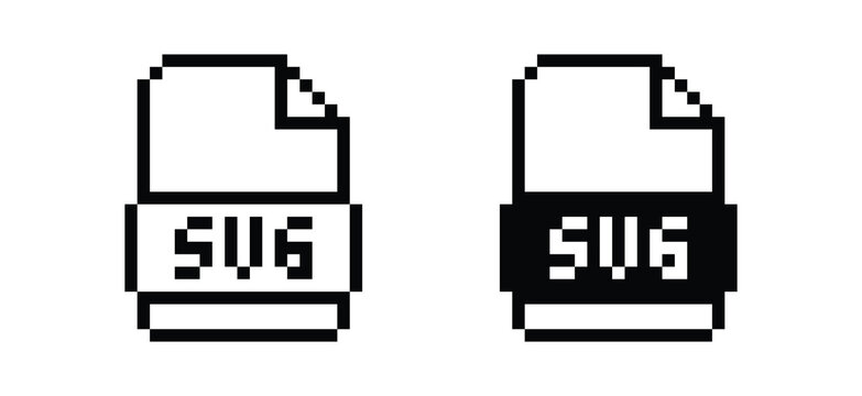 pixel art SVG File format icon. pixel art SVG Document format file icon.