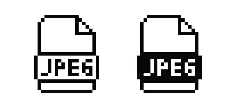 pixel art JPEG File format icon. pixel art JPEG Document format file icon.