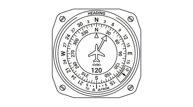 Airplane heading indicator gyro compass vector