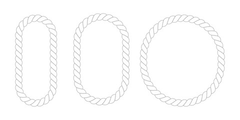 Set of three decorative rope frames in circle and oval shapes © Ai Gallerybd