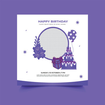 Festive Birthday Celebration Square Flyer Template