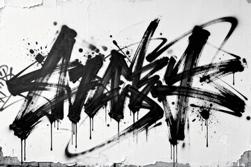 Fototapeta premium Bold Black Graffiti on Weathered Wall