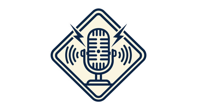 Microphone icon with sound waves.