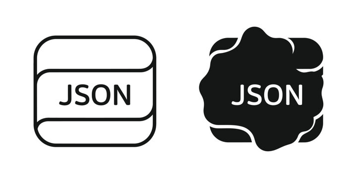Two contrasting representations of JSON data format one clean outline and one organic blob on white background