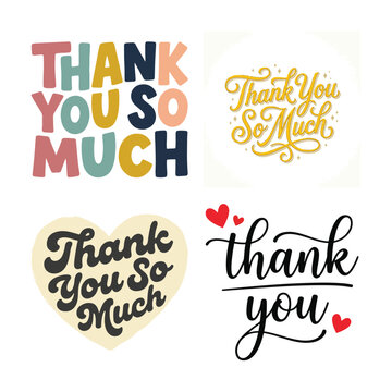 Thank you so much colorful typography designs
