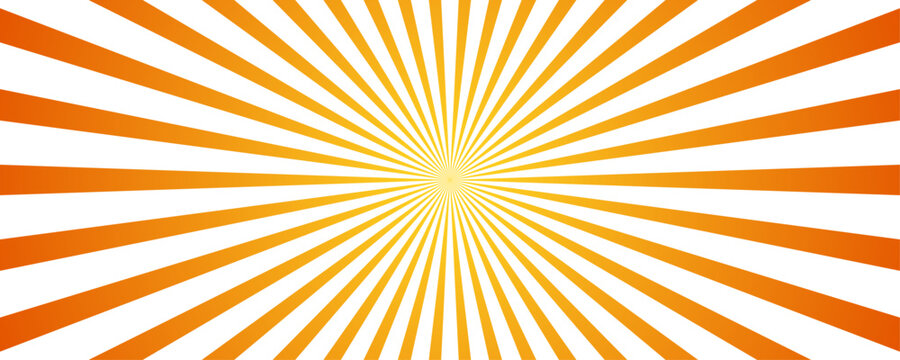 Orange and white sunburst rays radiating from center on transparent background, radial pattern