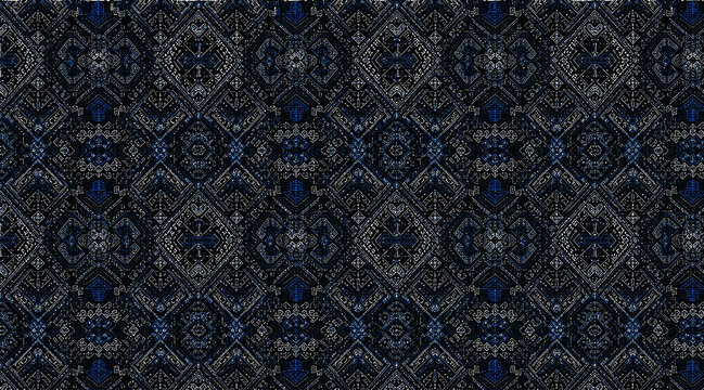 Elegant Navy Gold Floral Batik