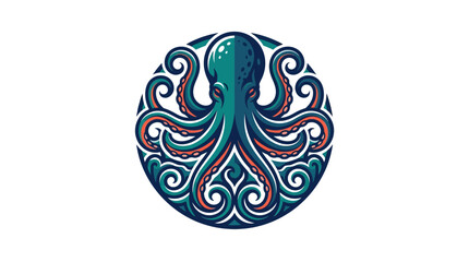Colorful octopus with swirling tentacles design. © Oreo