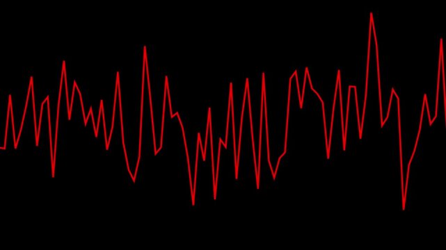 Red jagged line soundwave pattern on black background VJ loop
