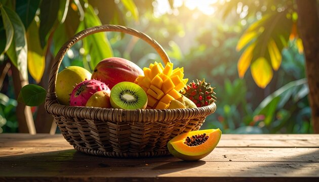 Tropischer Obstkorb mit Sternfr&uuml;chten