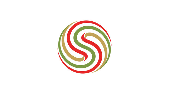 Abstract circular spiral logo in multi colors